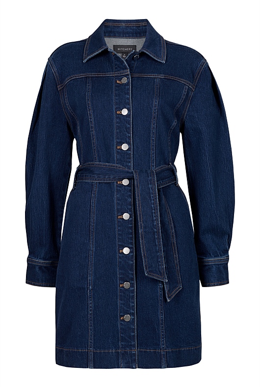 Denim Seam Detail Dress - Dark Indigo