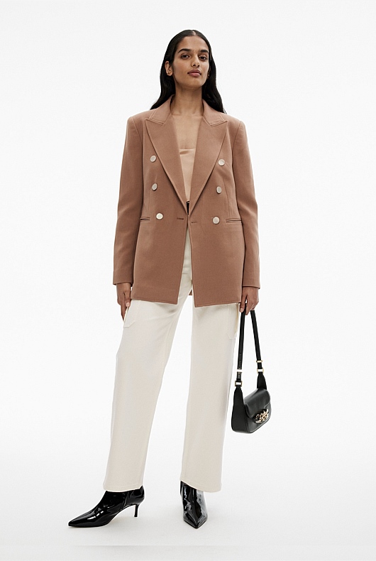 Classic Double Breasted Blazer - Camel