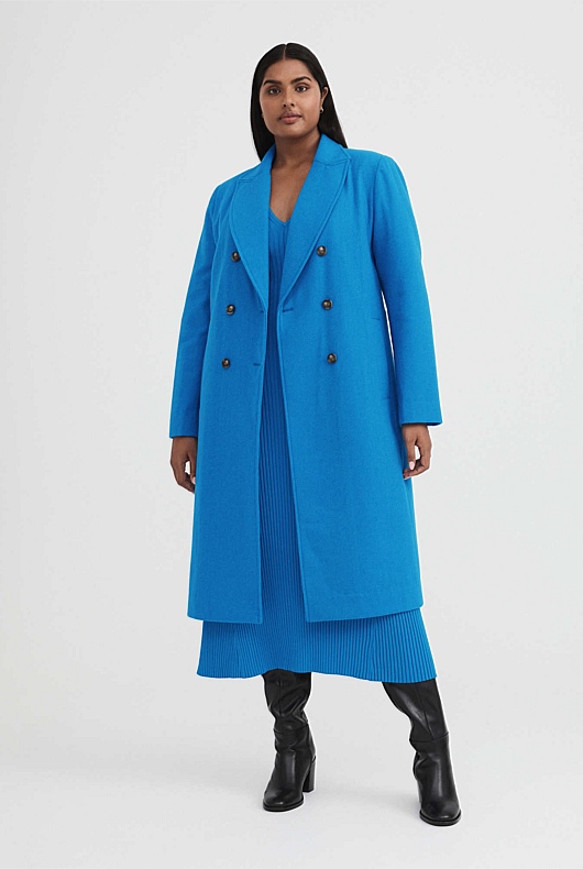 Crepe V Neck Knit Dress - Sorrento Blue