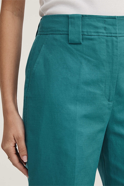 Cotton Linen Wide Leg - Gem Green