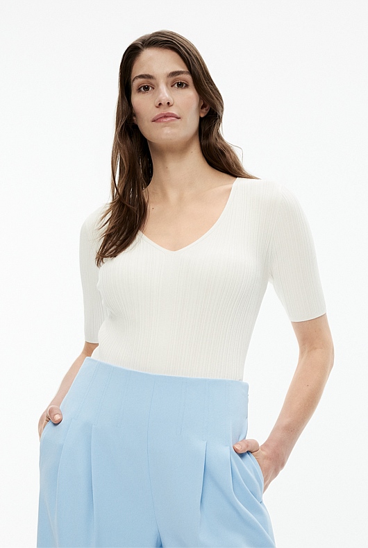 Variegated Rib Knit - Chalk
