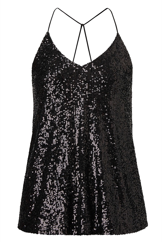 Sequin Camisole Top - Black