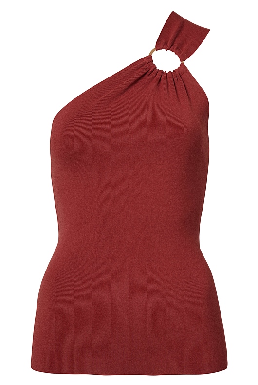 One Shoulder Ring Knit - Rust