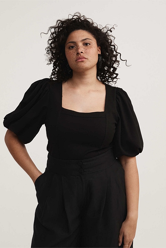 Ponte Seam Detail Top - Black