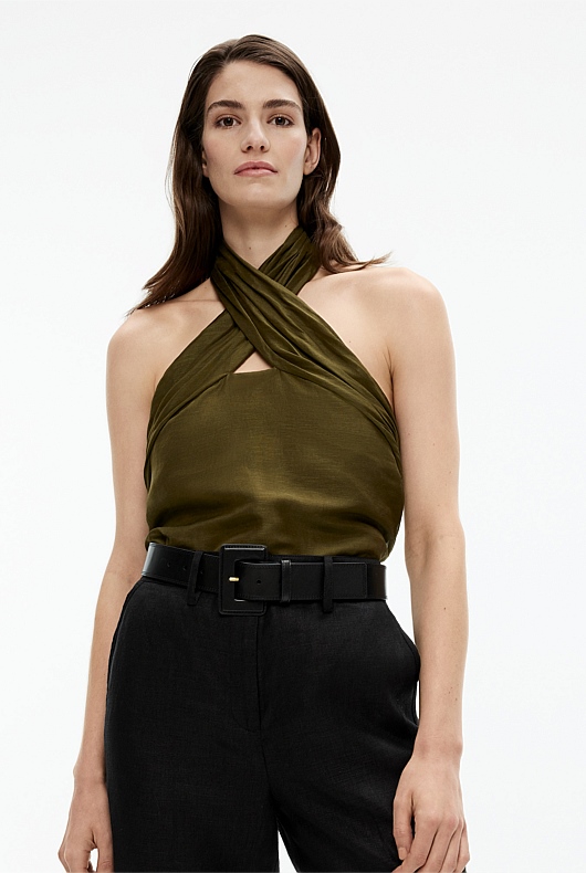 Silk Linen Halter - Jungle