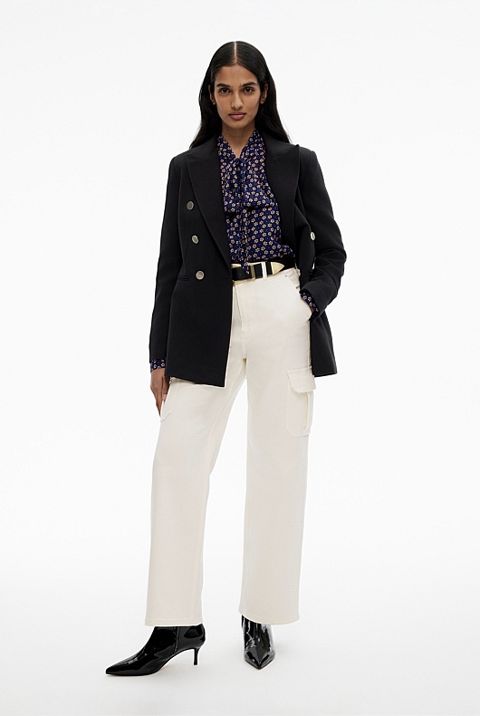 Georgette Mosaic Print Blouse - Mariner