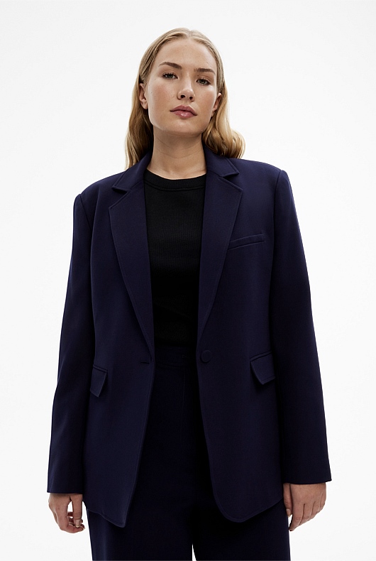 Classic Single-Breasted Blazer - Blue Night