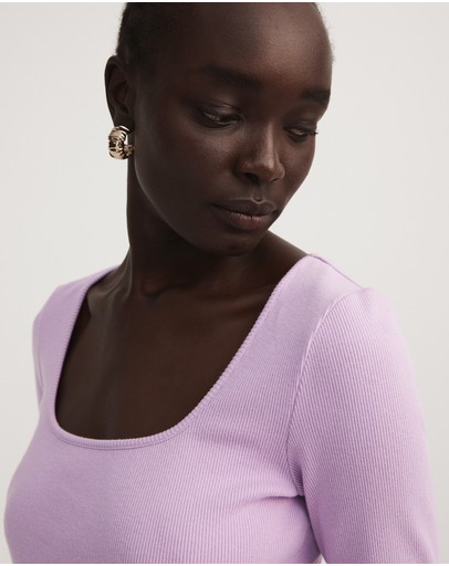 Witchery Cotton Rib Wide Neck Top