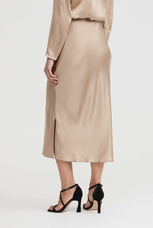 Silk Slip Skirt - Pebble