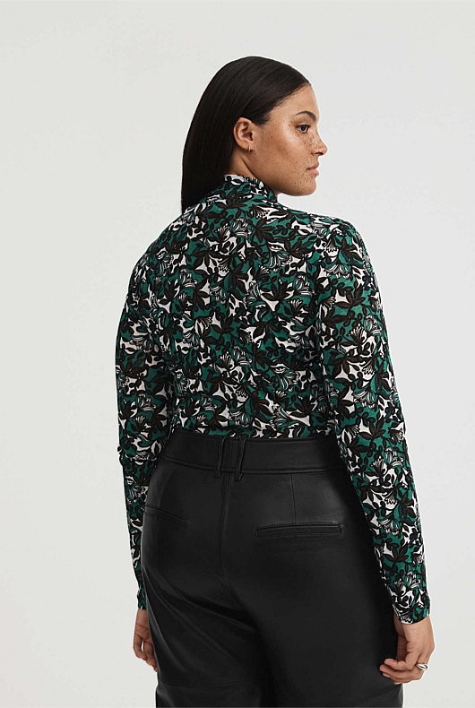 Mesh Folk Blossom Top - Foliage