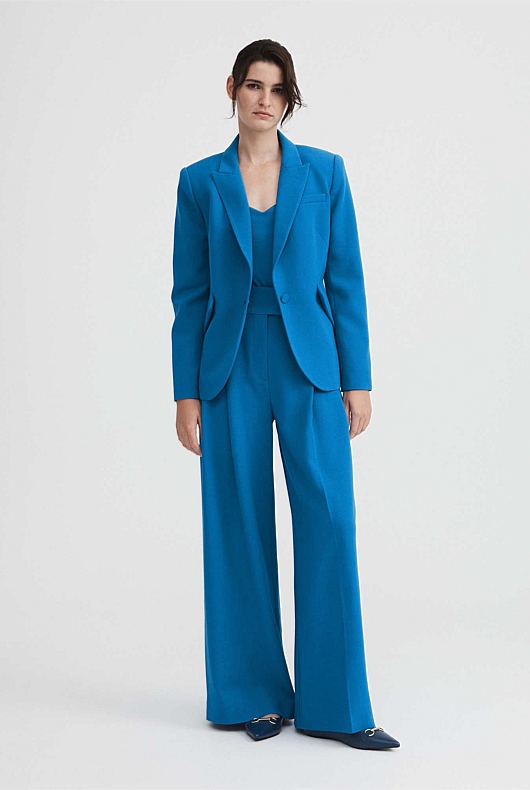Seam Detail Single Breasted Blazer - Sorrento Blue