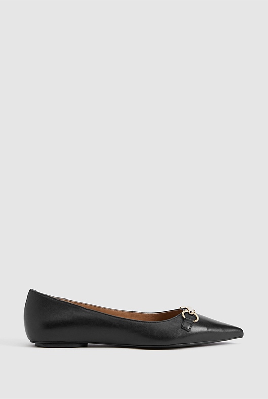 Snaffle Leather Pointed Flat - Black