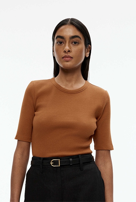 Crew Rib Tee - Faded Terracotta