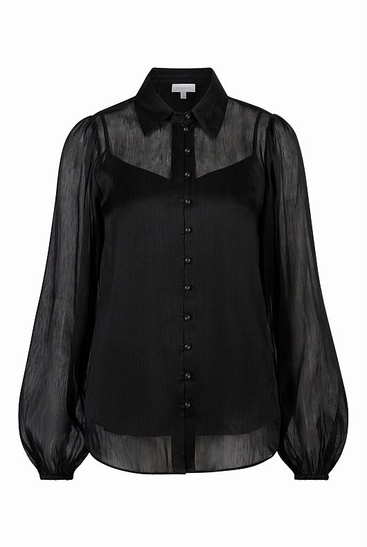 Silk Linen Blouse - Black
