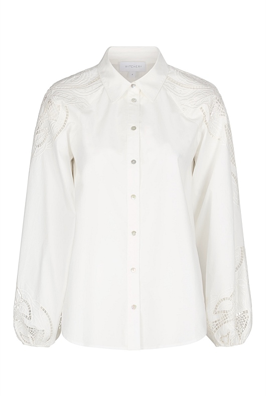 Cotton Broderie Blouse - Chalk