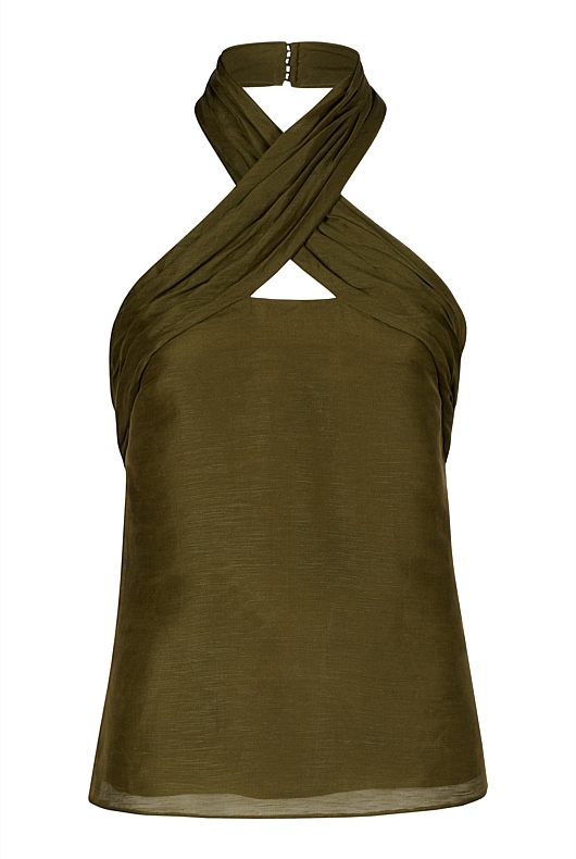 Silk Linen Halter - Jungle