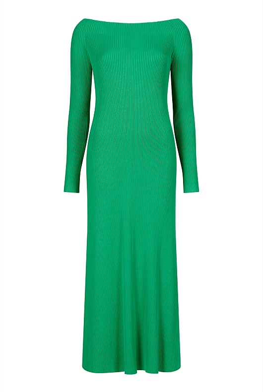 Off Shoulder Knit Dress - Leaf Green