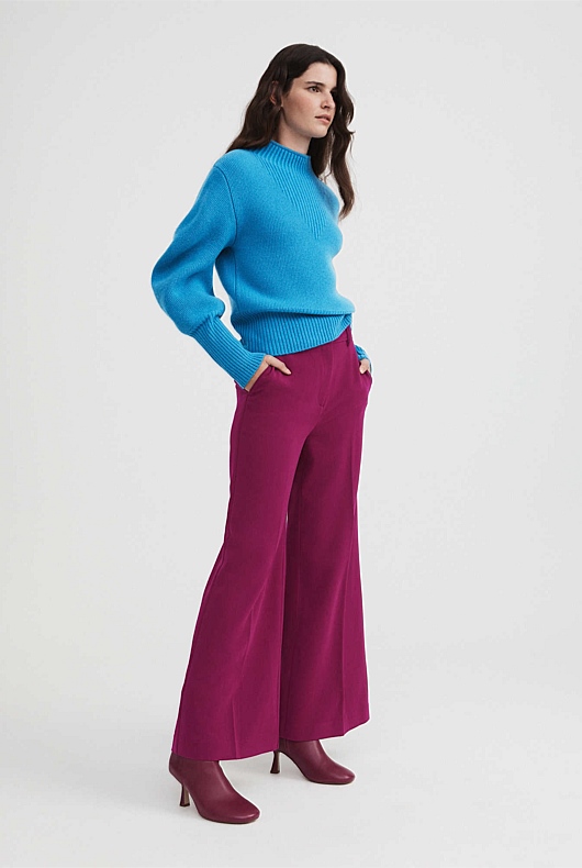 Leather Round Toe Heeled Boot - Raspberry