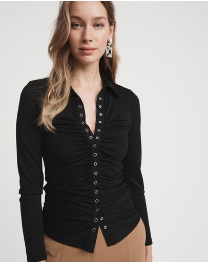 Witchery Button Front Gathered Top