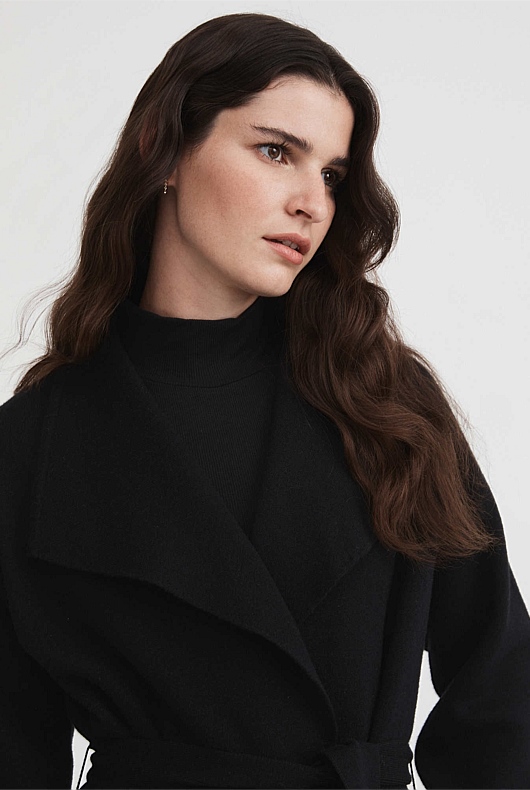 Double Faced Knit Coat - Black