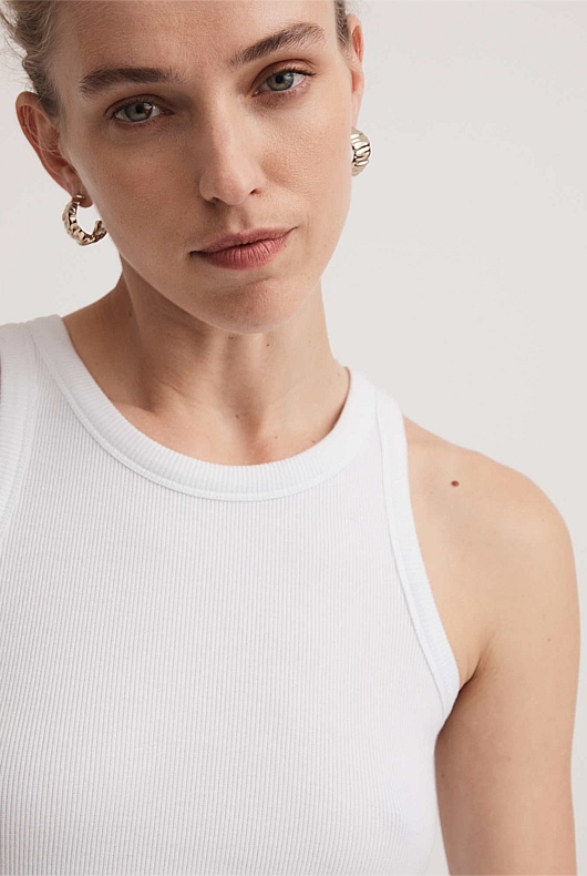 Racer Rib Tank - Pure White