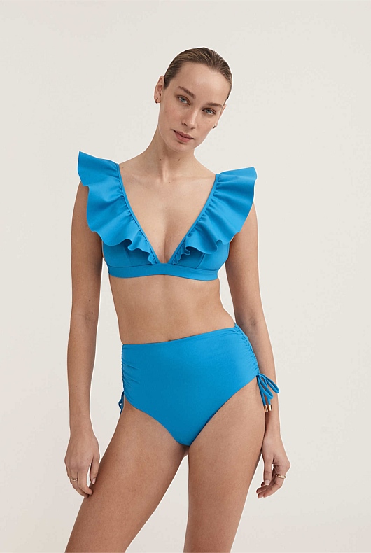 Ruffle Swim Bottom - Cyan