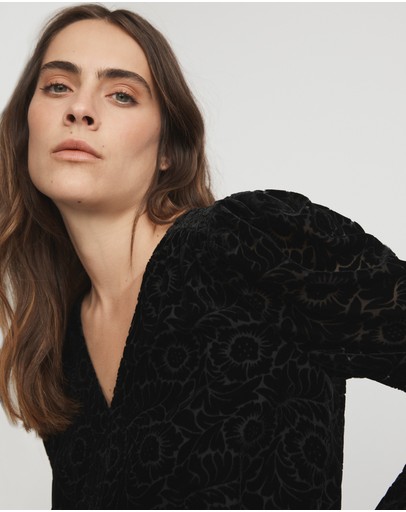 Witchery Devore Puff Sleeve Blouse