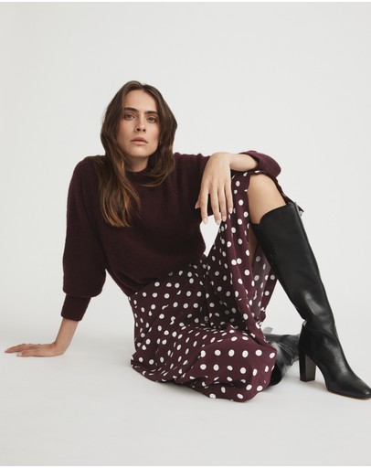 Witchery Viscose Small Spot Drop Hem Skirt