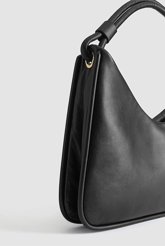 Soft Leather Shoulder Bag - Black