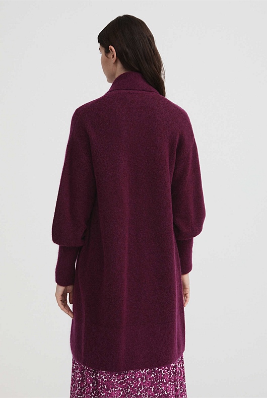 Mohair Knit Cardigan - Deep Magenta