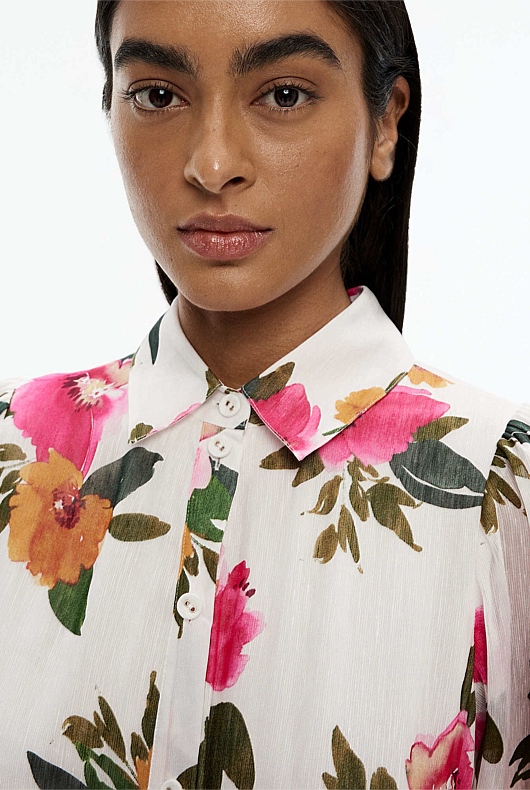 Watercolour Print Midi Dress - Pearl