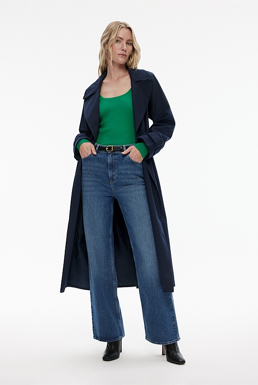 Scoop Rib Long Sleeve Knit - Viridian Green