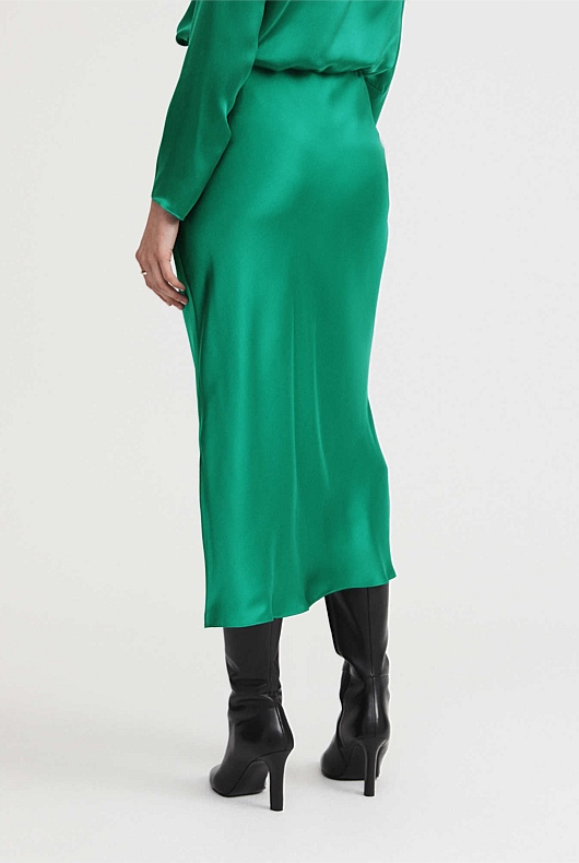 Silk Slip Skirt - Aqua Green