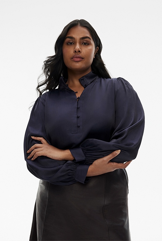 Button Up Blouse - Blue Night