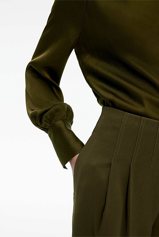 Satin One Shoulder Blouse - Jungle