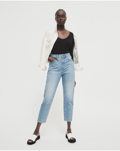 Witchery Rib Long Sleeve V Neck Tee