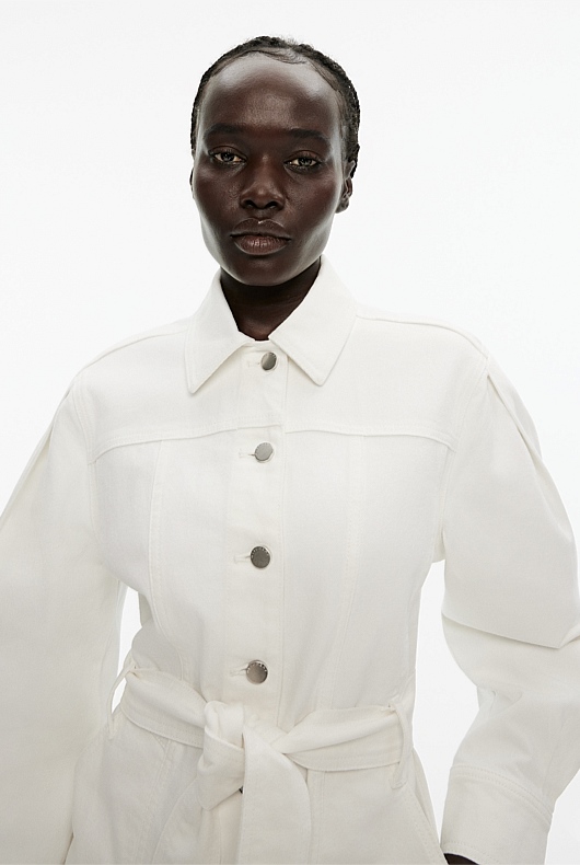 Denim Seam Detail Dress - Parchment