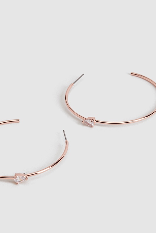 Oversized Crystal Hoops - Rose Gold