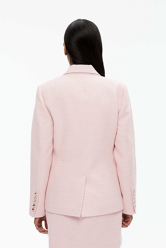 Boucle Double-Breasted Blazer - Soft Pink
