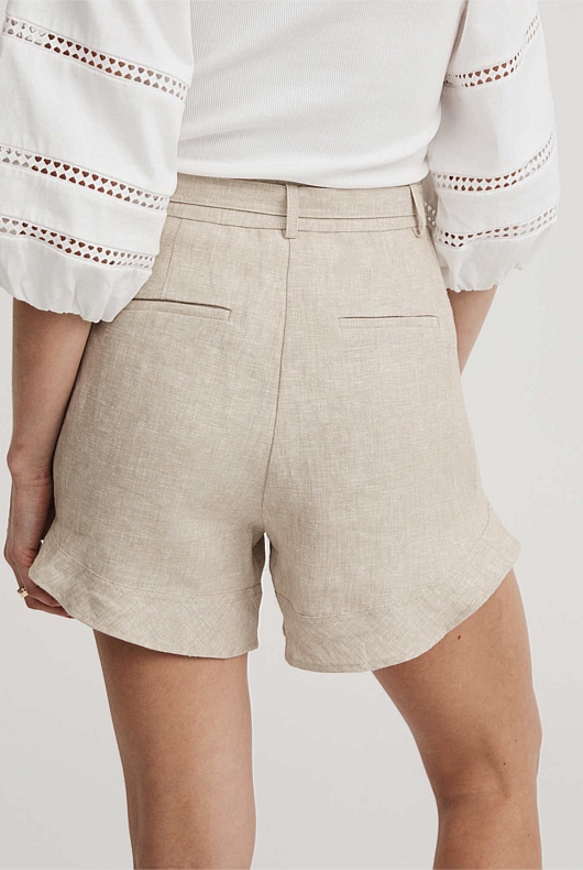 Belt Detail Linen Short - Flax