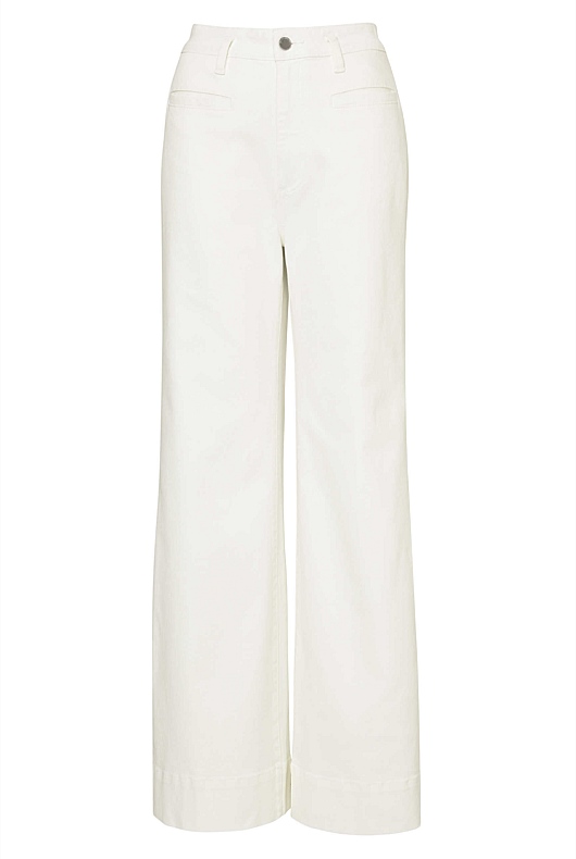 Pocket Detail Wide Leg Jean - Parchment