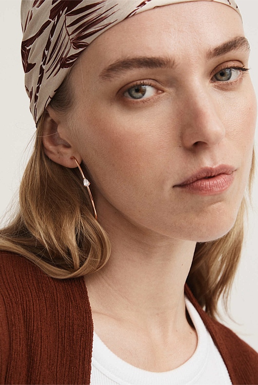 Oversized Crystal Hoops - Rose Gold