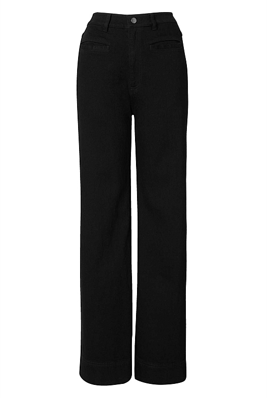 Pocket Detail Wide Leg Jean - Black