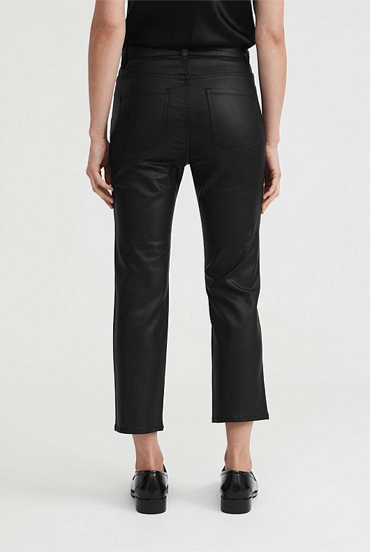 7/8 Coated Straight Jean - Black