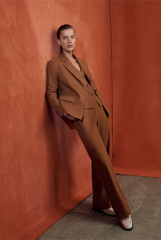 Cotton Linen Pull On Pant - Faded Terracotta