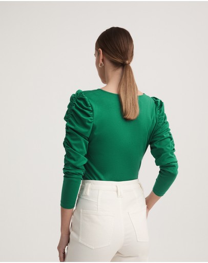 Witchery Cotton Gathered Sleeve Top