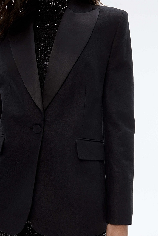 Tuxedo Single-Breasted Blazer - Black