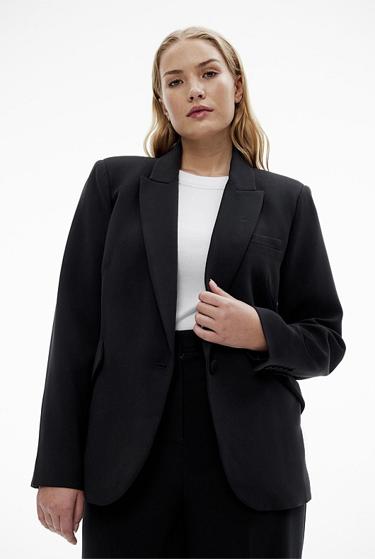 Seam Detail Single Breasted Blazer - Black