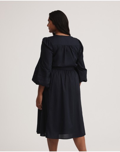 Witchery Cotton Self Stripe Trim Dress