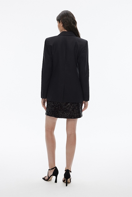 Tuxedo Single-Breasted Blazer - Black